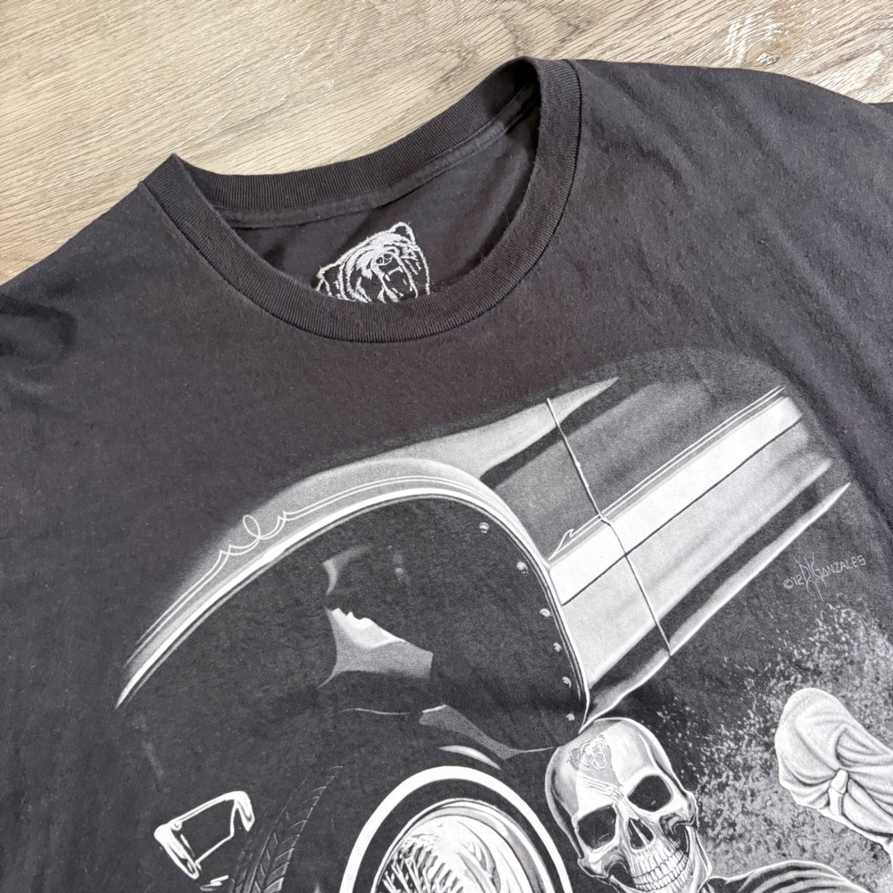 Dga Tees Mens 4xl Black Showtime Lowrider Skeleton Graphic T-Shirt Read